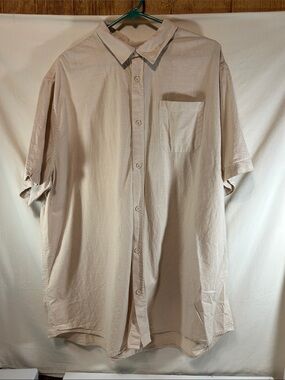 Jekaoyi Casual Short-Sleeve Button-Up Shirt in Light Beige